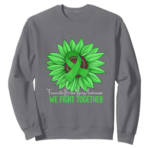 Traumatic Brain Injury Awareness Sweatshirt TBI We Fight Together Green Sunflower TS02 Charcoal Print Your Wear