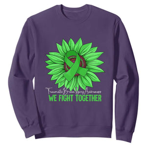 Traumatic Brain Injury Awareness Sweatshirt TBI We Fight Together Green Sunflower TS02 Purple Print Your Wear