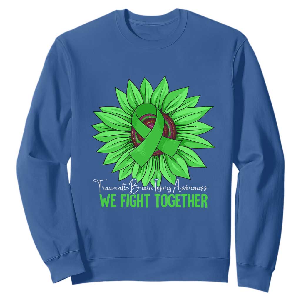 Traumatic Brain Injury Awareness Sweatshirt TBI We Fight Together Green Sunflower TS02 Royal Blue Print Your Wear