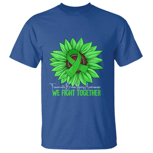 Traumatic Brain Injury Awareness T Shirt TBI We Fight Together Green Sunflower TS02 Royal Blue Print Your Wear