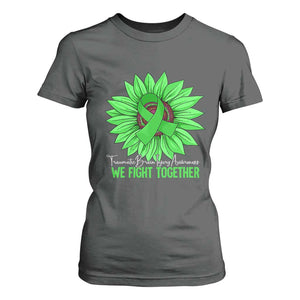Traumatic Brain Injury Awareness T Shirt For Women TBI We Fight Together Green Sunflower TS02 Dark Heather Print Your Wear