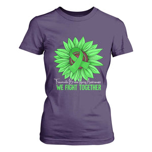 Traumatic Brain Injury Awareness T Shirt For Women TBI We Fight Together Green Sunflower TS02 Purple Print Your Wear