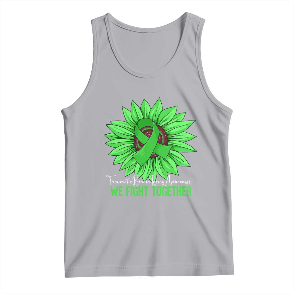 Traumatic Brain Injury Awareness Tank Top TBI We Fight Together Green Sunflower TS02 Athletic Heather Print Your Wear