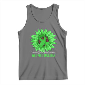 Traumatic Brain Injury Awareness Tank Top TBI We Fight Together Green Sunflower TS02 Black Heather Print Your Wear