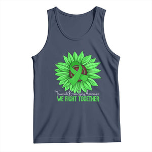 Traumatic Brain Injury Awareness Tank Top TBI We Fight Together Green Sunflower TS02 Navy Print Your Wear