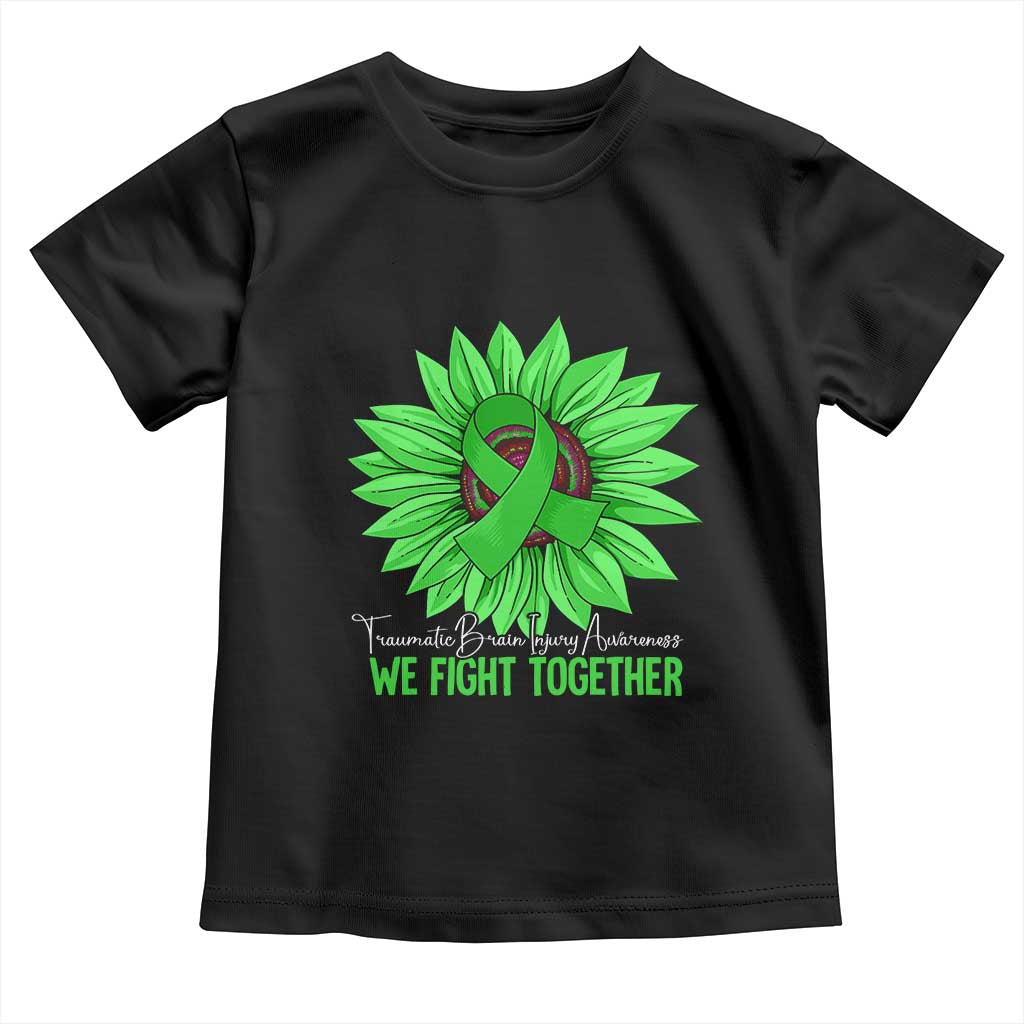 Traumatic Brain Injury Awareness Toddler T Shirt TBI We Fight Together Green Sunflower TS02 Black Print Your Wear