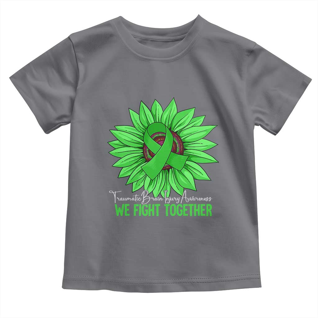 Traumatic Brain Injury Awareness Toddler T Shirt TBI We Fight Together Green Sunflower TS02 Charcoal Print Your Wear