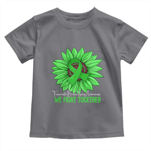Traumatic Brain Injury Awareness Toddler T Shirt TBI We Fight Together Green Sunflower TS02 Charcoal Print Your Wear