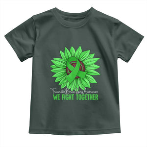 Traumatic Brain Injury Awareness Toddler T Shirt TBI We Fight Together Green Sunflower TS02 Dark Forest Green Print Your Wear