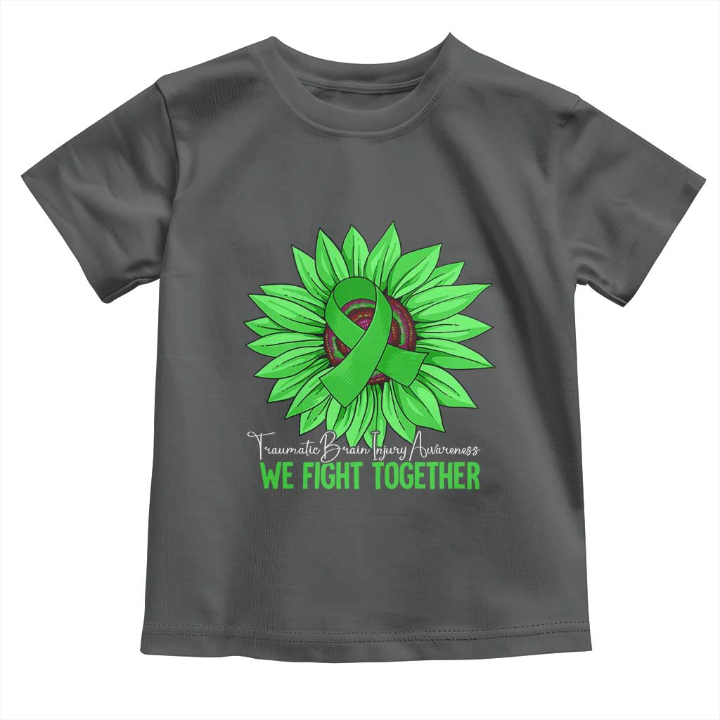 Traumatic Brain Injury Awareness Toddler T Shirt TBI We Fight Together Green Sunflower TS02 Dark Heather Print Your Wear