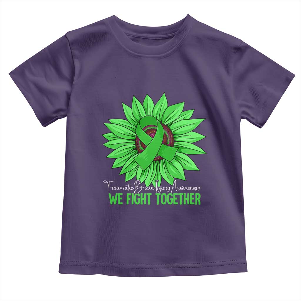 Traumatic Brain Injury Awareness Toddler T Shirt TBI We Fight Together Green Sunflower TS02 Purple Print Your Wear