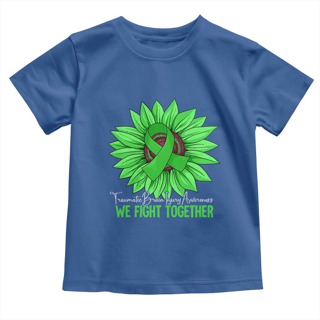 Traumatic Brain Injury Awareness Toddler T Shirt TBI We Fight Together Green Sunflower TS02 Royal Blue Print Your Wear