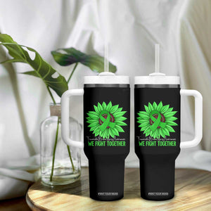 Traumatic Brain Injury Awareness Tumbler With Handle TBI We Fight Together Green Sunflower TS02 Print Your Wear