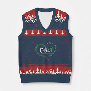 Traumatic Brain Injury Awareness V-Neck Knit Sweater Vest TBI Believe Butterflies TS02 Navy Red Print Your Wear