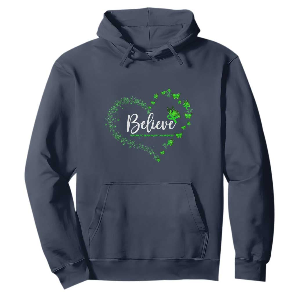 Traumatic Brain Injury Awareness Hoodie TBI Believe Butterflies TS02 Navy Print Your Wear