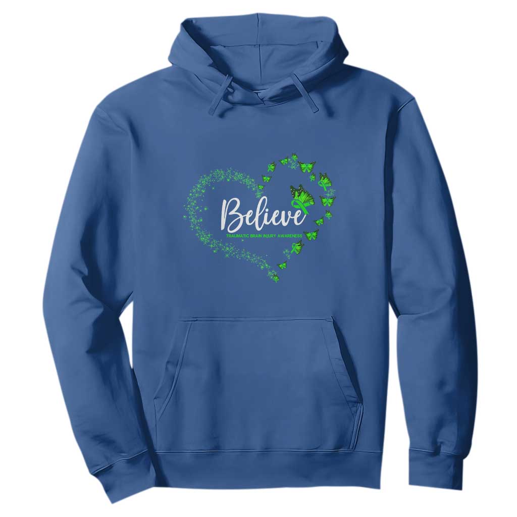 Traumatic Brain Injury Awareness Hoodie TBI Believe Butterflies TS02 Royal Blue Print Your Wear