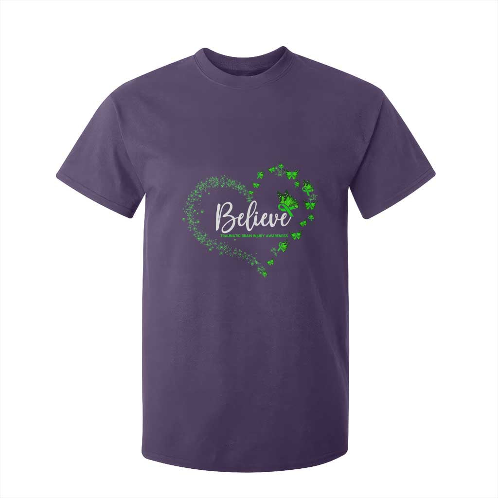 Traumatic Brain Injury Awareness T Shirt For Kid TBI Believe Butterflies TS02 Purple Print Your Wear