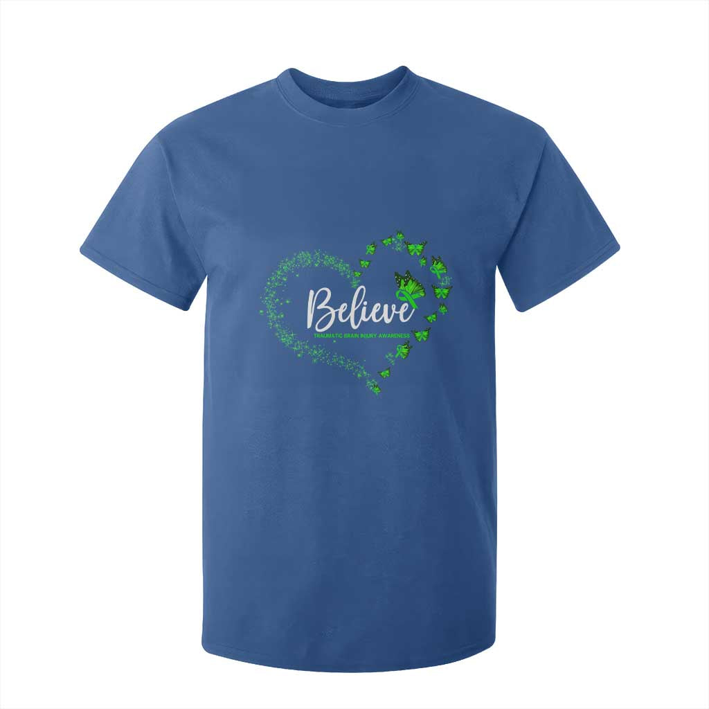 Traumatic Brain Injury Awareness T Shirt For Kid TBI Believe Butterflies TS02 Royal Blue Print Your Wear