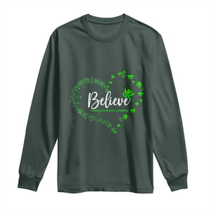 Traumatic Brain Injury Awareness Long Sleeve Shirt TBI Believe Butterflies TS02 Dark Forest Green Print Your Wear