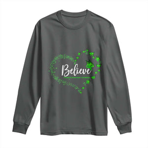 Traumatic Brain Injury Awareness Long Sleeve Shirt TBI Believe Butterflies TS02 Dark Heather Print Your Wear
