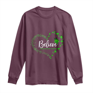 Traumatic Brain Injury Awareness Long Sleeve Shirt TBI Believe Butterflies TS02 Maroon Print Your Wear