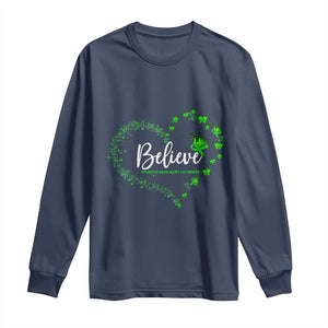 Traumatic Brain Injury Awareness Long Sleeve Shirt TBI Believe Butterflies TS02 Navy Print Your Wear