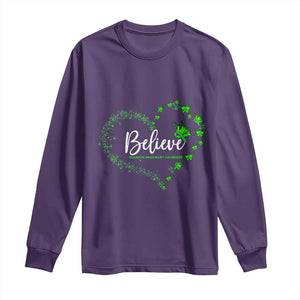 Traumatic Brain Injury Awareness Long Sleeve Shirt TBI Believe Butterflies TS02 Purple Print Your Wear