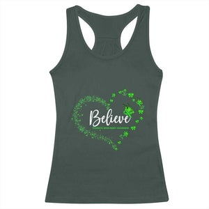 Traumatic Brain Injury Awareness Racerback Tank Top TBI Believe Butterflies TS02 Dark Forest Green Print Your Wear