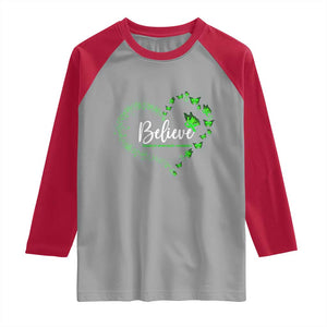 Traumatic Brain Injury Awareness Raglan Shirt TBI Believe Butterflies TS02 Sport Gray Red Print Your Wear