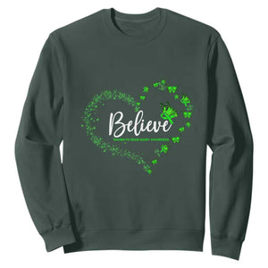 Traumatic Brain Injury Awareness Sweatshirt TBI Believe Butterflies TS02 Dark Forest Green Print Your Wear
