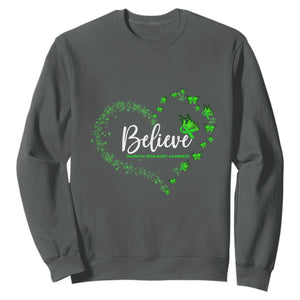Traumatic Brain Injury Awareness Sweatshirt TBI Believe Butterflies TS02 Dark Heather Print Your Wear