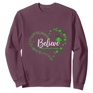 Traumatic Brain Injury Awareness Sweatshirt TBI Believe Butterflies TS02 Maroon Print Your Wear