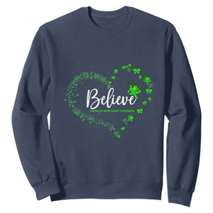 Traumatic Brain Injury Awareness Sweatshirt TBI Believe Butterflies TS02 Navy Print Your Wear