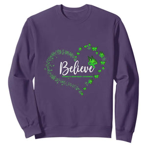 Traumatic Brain Injury Awareness Sweatshirt TBI Believe Butterflies TS02 Purple Print Your Wear
