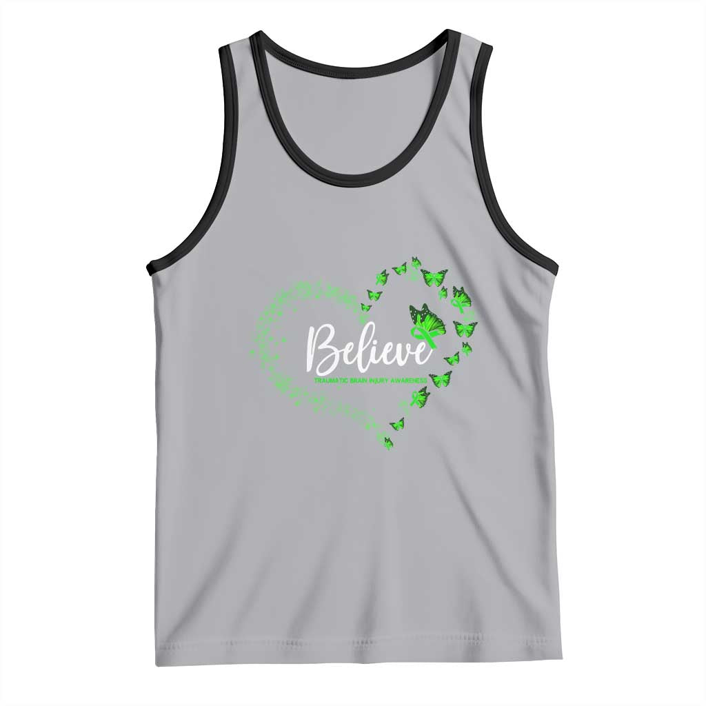 Traumatic Brain Injury Awareness Tank Top TBI Believe Butterflies TS02 Athletic Heather Black Print Your Wear