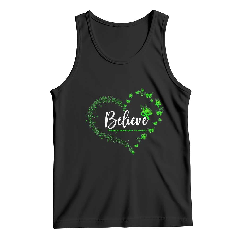 Traumatic Brain Injury Awareness Tank Top TBI Believe Butterflies TS02 Black Print Your Wear