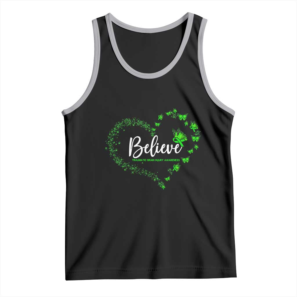 Traumatic Brain Injury Awareness Tank Top TBI Believe Butterflies TS02 Black Athletic Heather Print Your Wear