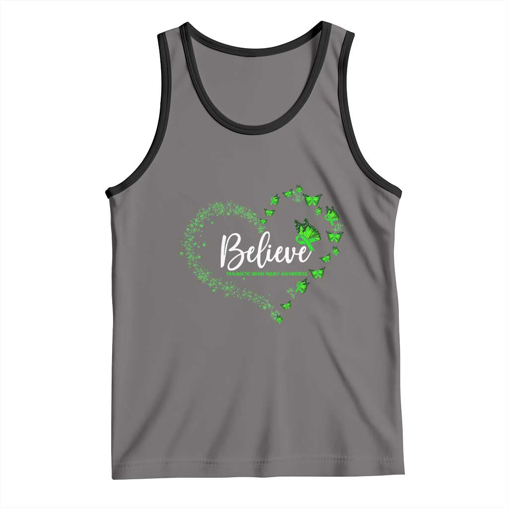 Traumatic Brain Injury Awareness Tank Top TBI Believe Butterflies TS02 Deep Heather Black Print Your Wear