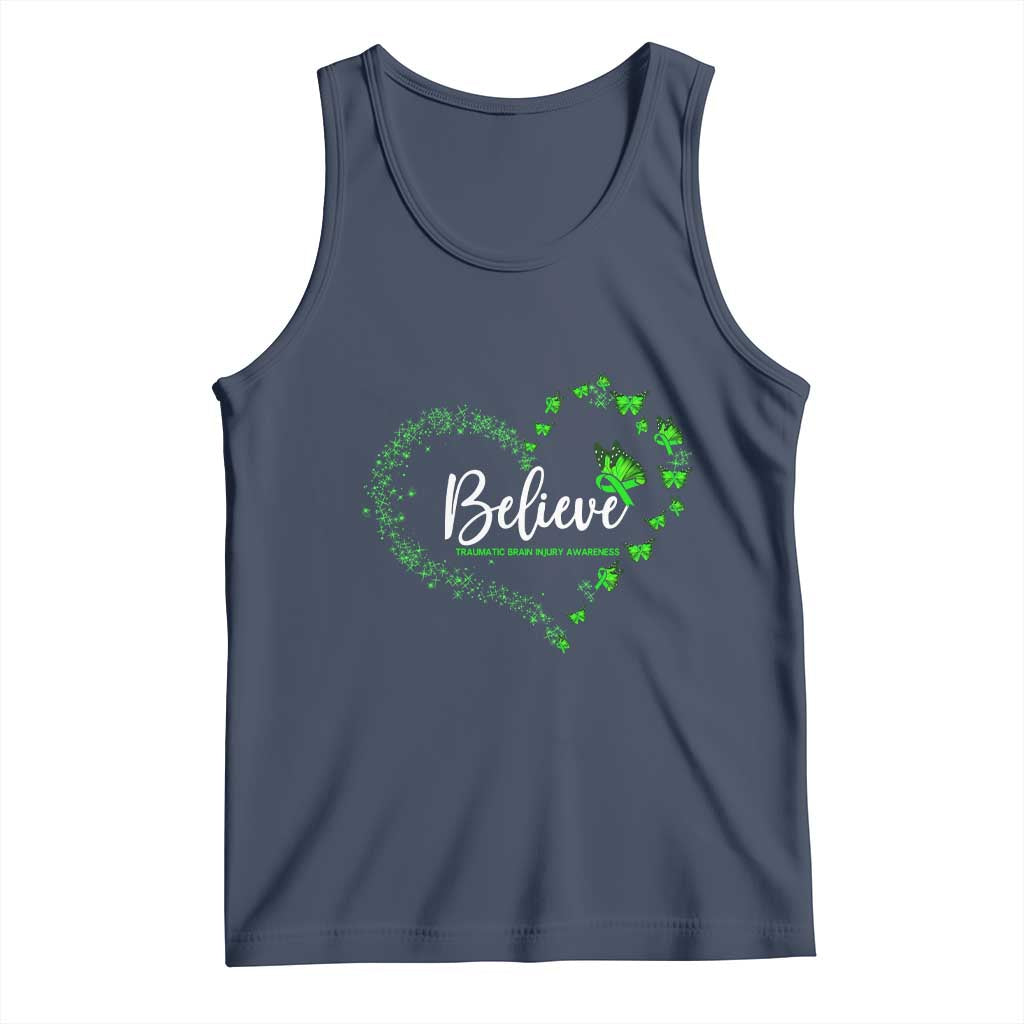Traumatic Brain Injury Awareness Tank Top TBI Believe Butterflies TS02 Navy Print Your Wear