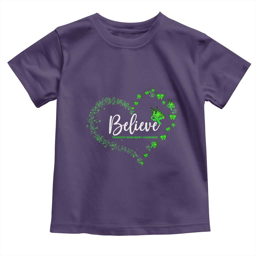 Traumatic Brain Injury Awareness Toddler T Shirt TBI Believe Butterflies TS02 Purple Print Your Wear