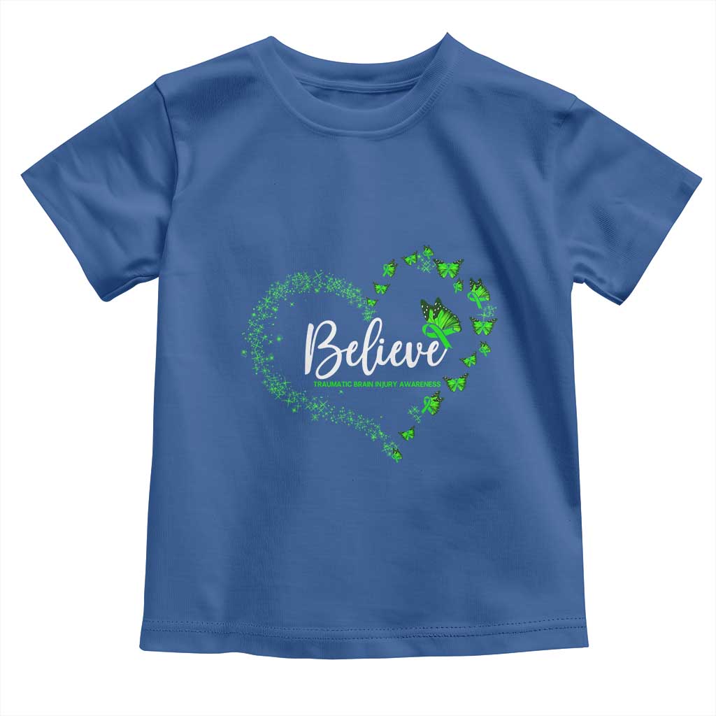 Traumatic Brain Injury Awareness Toddler T Shirt TBI Believe Butterflies TS02 Royal Blue Print Your Wear