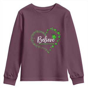 Traumatic Brain Injury Awareness Youth Sweatshirt TBI Believe Butterflies TS02 Maroon Print Your Wear
