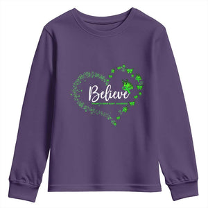 Traumatic Brain Injury Awareness Youth Sweatshirt TBI Believe Butterflies TS02 Purple Print Your Wear