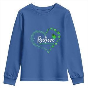 Traumatic Brain Injury Awareness Youth Sweatshirt TBI Believe Butterflies TS02 Royal Blue Print Your Wear