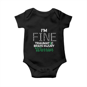 Traumatic Brain Injury Awareness Baby Onesie TBI Warrior I'm Fine TS02 Black Print Your Wear
