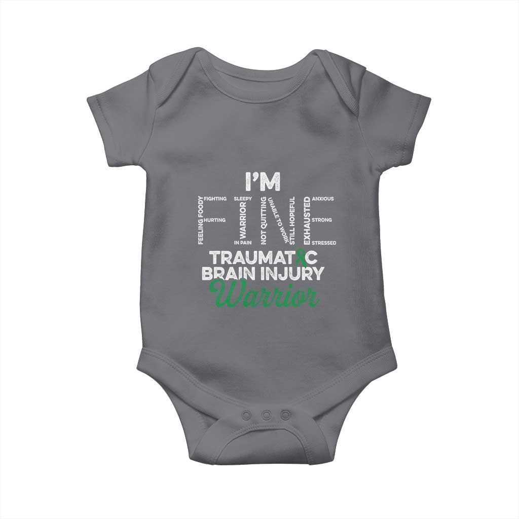 Traumatic Brain Injury Awareness Baby Onesie TBI Warrior I'm Fine TS02 Charcoal Print Your Wear
