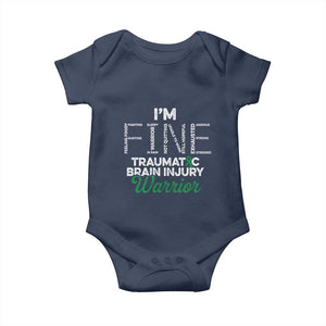 Traumatic Brain Injury Awareness Baby Onesie TBI Warrior I'm Fine TS02 Navy Print Your Wear