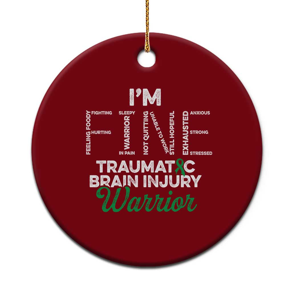 Traumatic Brain Injury Awareness Ceramic Ornament TBI Warrior I'm Fine TS02 1pc Red Print Your Wear