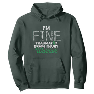 Traumatic Brain Injury Awareness Hoodie TBI Warrior I'm Fine TS02 Dark Forest Green Print Your Wear