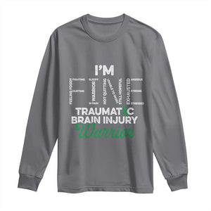 Traumatic Brain Injury Awareness Long Sleeve Shirt TBI Warrior I'm Fine TS02 Charcoal Print Your Wear